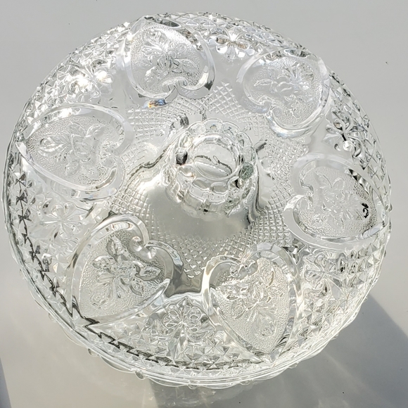 Vntg KIG Clear Hearts 💕 with 🌹 Roses Pressed Glass Candy Dish with Lid - Picture 6 of 12